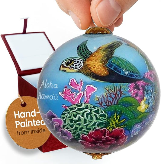 Collectible Hawaiian Christmas Ornament: Corals and Sea Turtles CW/H