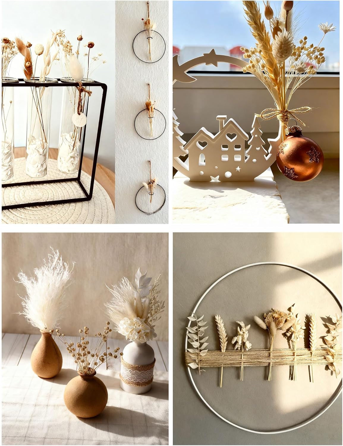 DIY Natural Dried Flower Kit Loose Dried Flowers for vases Off-White Dried Flowers with Stems Preserved Hydrangeas Mini Dried Flower Bouquets (White)