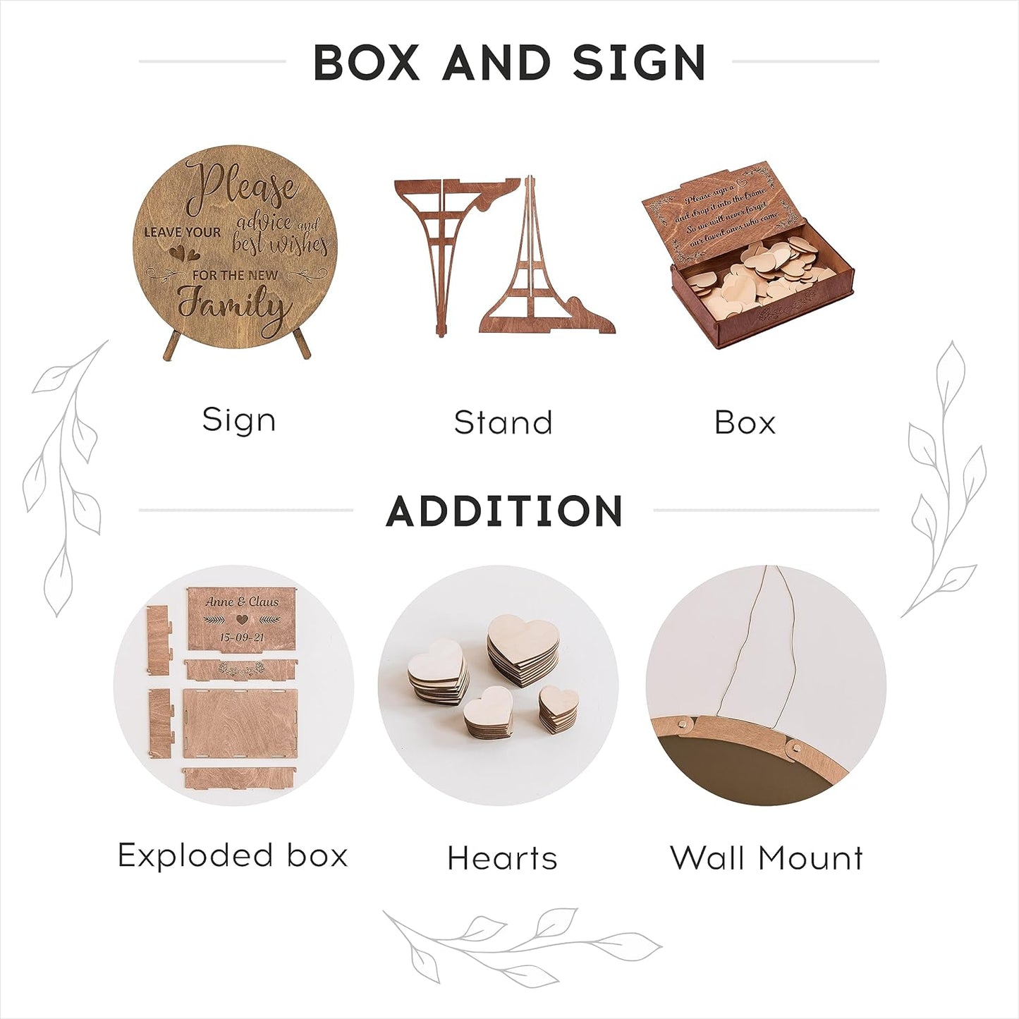 Rustic Wedding Guest Book - Heart Frame Wedding Guest Book - Guest Book Sign - from 30 to 300 Guests - Wedding Decor - Wooden Drop Box - Handcrafted - Personalized Wedding Guest Book Alternative