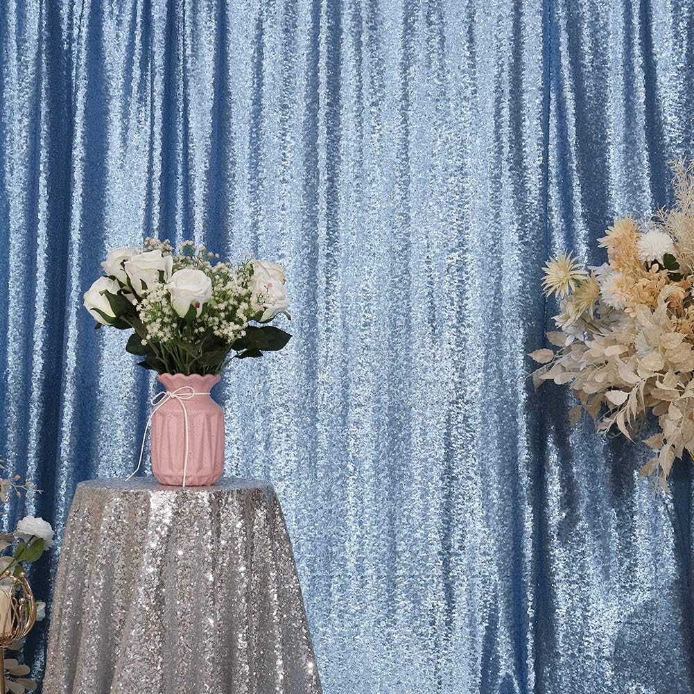 Eternal Beauty Baby Blue Sequin Backdrop, 6x8 Ft Glitter Background Curtains for Shimmer Photography Party Wedding Birthday Back Drop Decor
