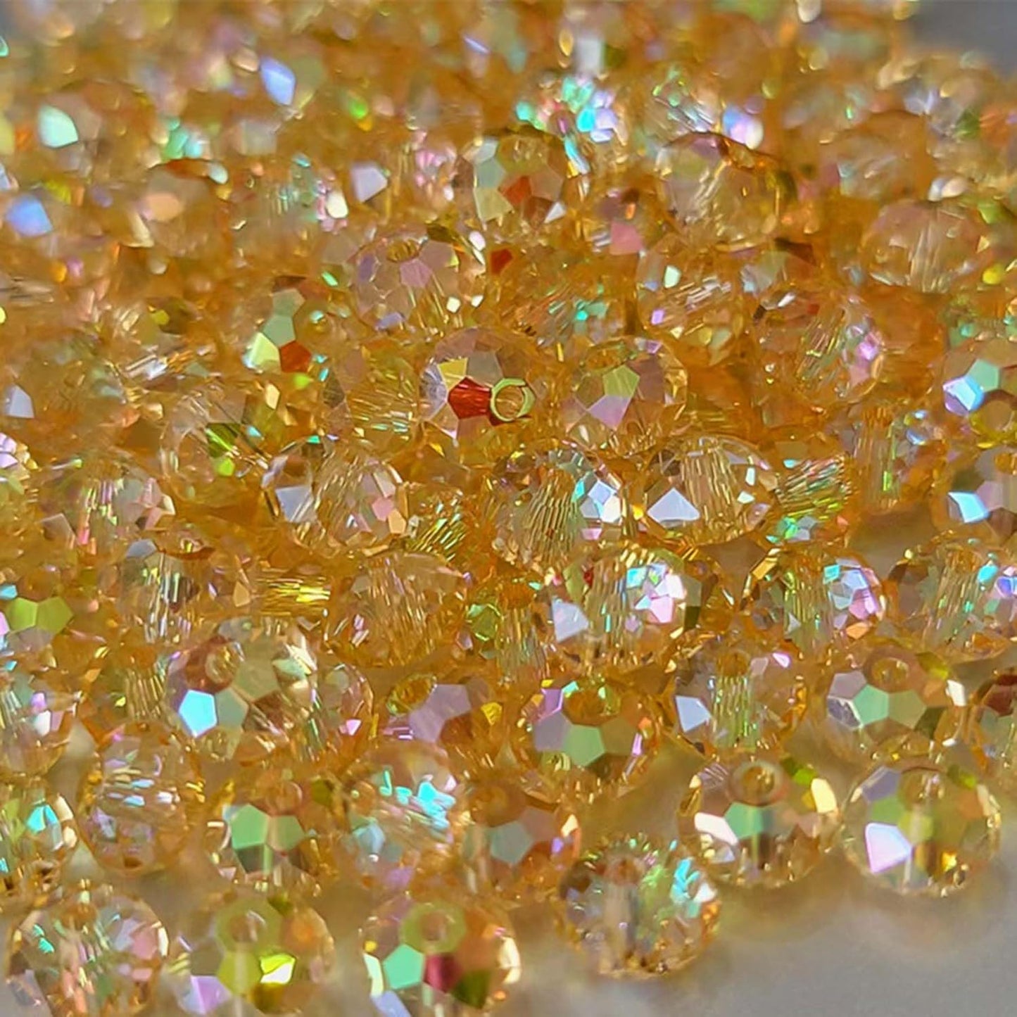 800Pcs 4/6/8/10mm Crystal Glass Beads for Jewelry Making Beads for Bracelets Necklace Pendants Making Supplies(Gold Champagne)