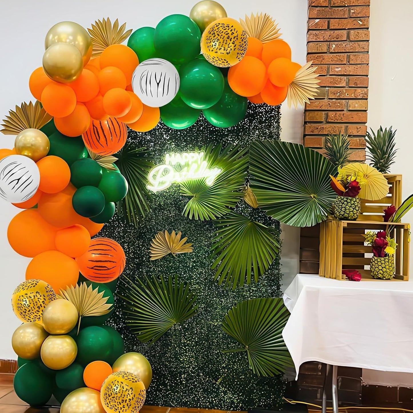 Safari Balloons, 12 Inch Jungle Animal Print Balloons, Tiger Leopard Zebra Print Jungle Safari Theme Olive Green Orange Balloon for Birthday Forest Animal Wild One Party Decorations Supplies