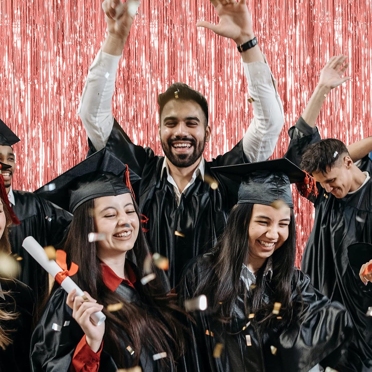 2 Pack Rose Gold Backdrop Birthday Decorations Foil Curtain Bachelorette Party Decor Rose Gold Decor Party Streamers Groovy Birthday Decorations Backdrop