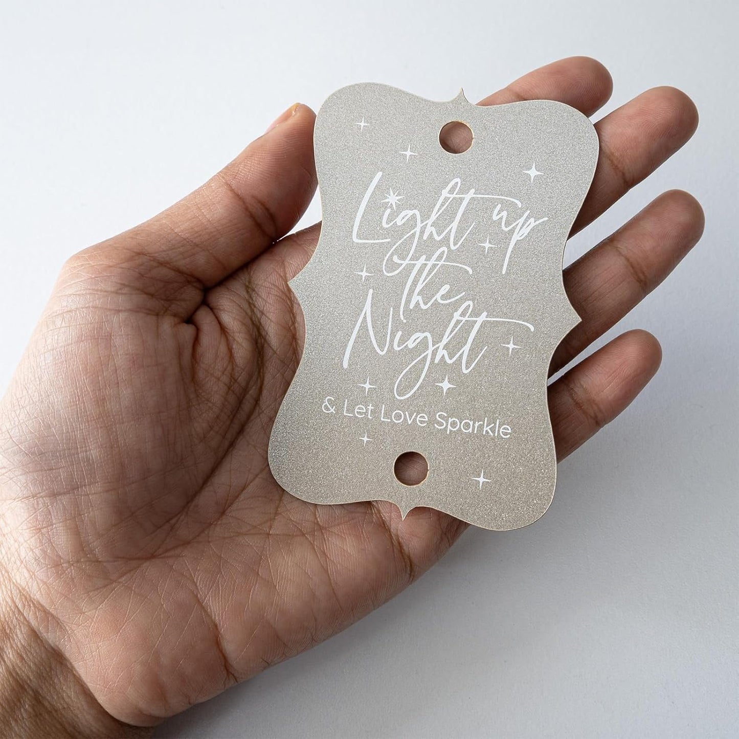 Summer-Ray 50pcs Light up The Night & Let Love Sparkle Wedding Sparkler Tags (Shimmered Silver)