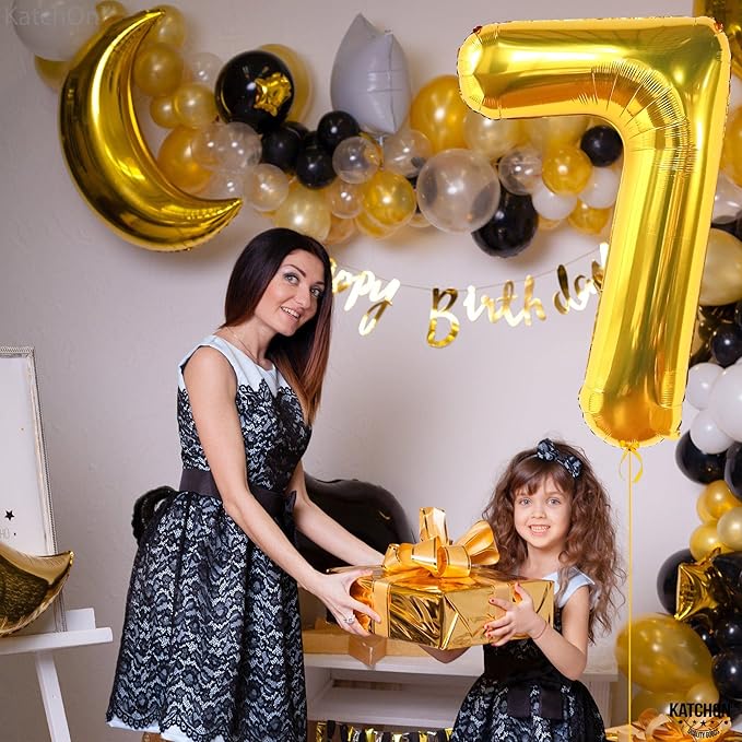 KatchOn, Giant Gold Number 7 Balloon - 40 Inch | 7th Birthday Balloon for 7th Birthday Decorations | 7 Balloons for Birthday | Seven Number | 7 Year Old Balloons for 7 Year Decorations