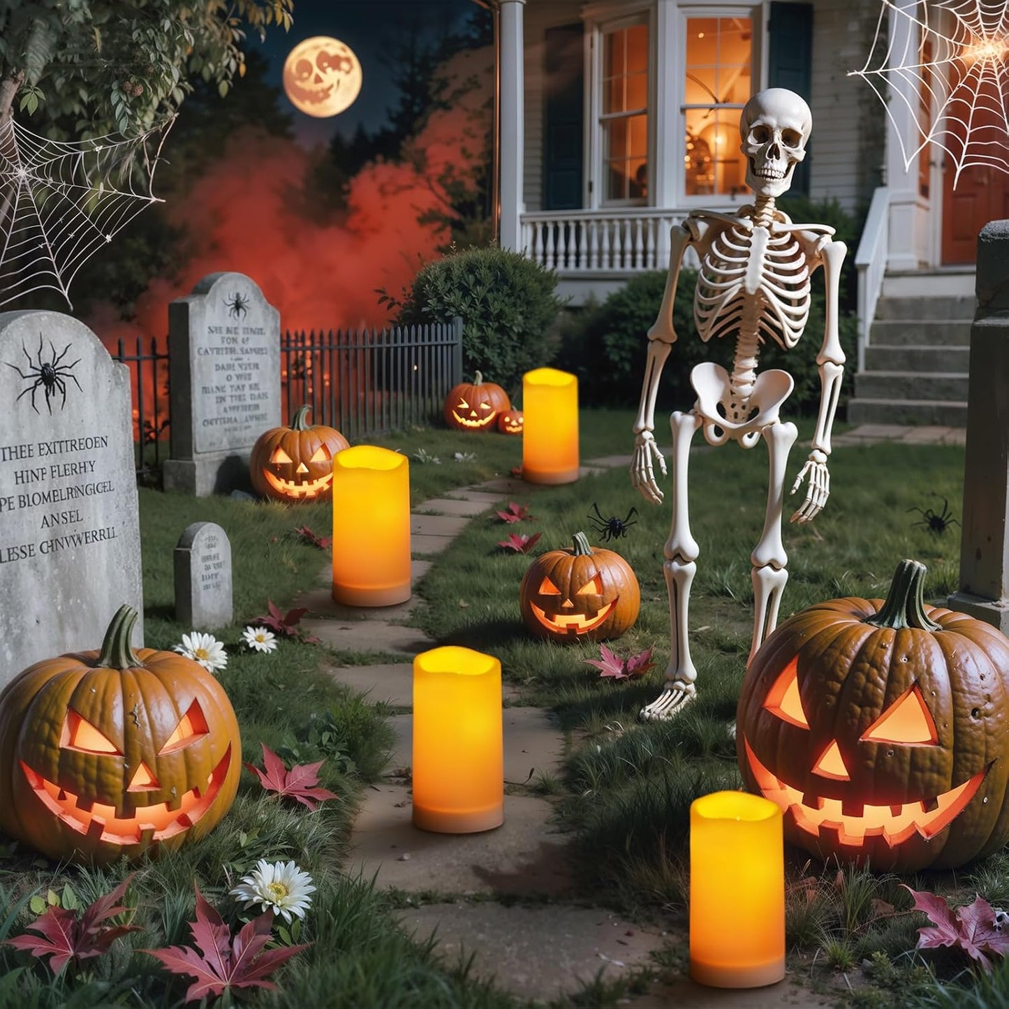 Homemory 6" x 12" Extra Large Outdoor Waterproof Candle with Auto 6-Hour Timer, Ivory Plastic Made, Long Last for Half A Year