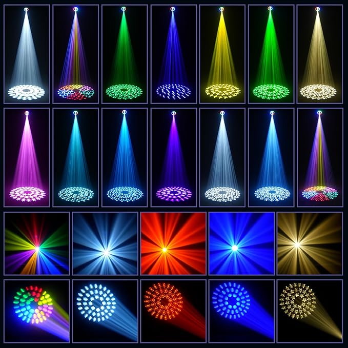 MINGJIE 300W Moving Head DJ Lights, 48-Facet Prism Stage Lighting with 15 Gobos & 15 Colors, DMX512 Sound Activated LED Beam Spot for Wedding, Bar, Party, KTV, Stage Show
