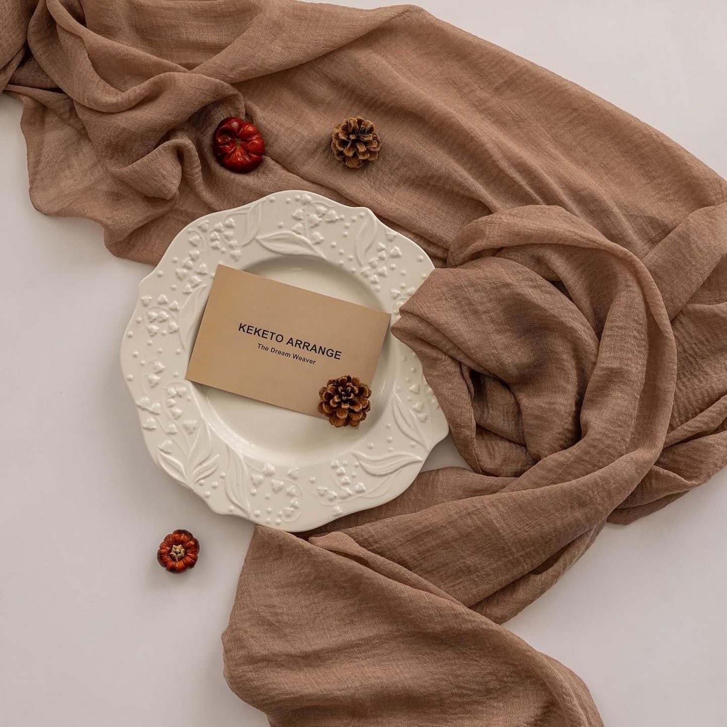 3pcs Nude Gauze Rustic Cheesecloth Table Runner 120 Inch 10 FT for Wedding Baby Shower Bridal Shower Birthday Engagement Garden Outdoor Party Long Sheer Boho Decorations