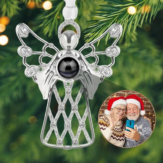 Custom Picture Ornaments, Personalized Christmas Ornaments with Photo Inside, Personalized Angel Ornament, Memorial Christmas Ornament, Gifts for Family/Friends/Couples(Angel Embrace)