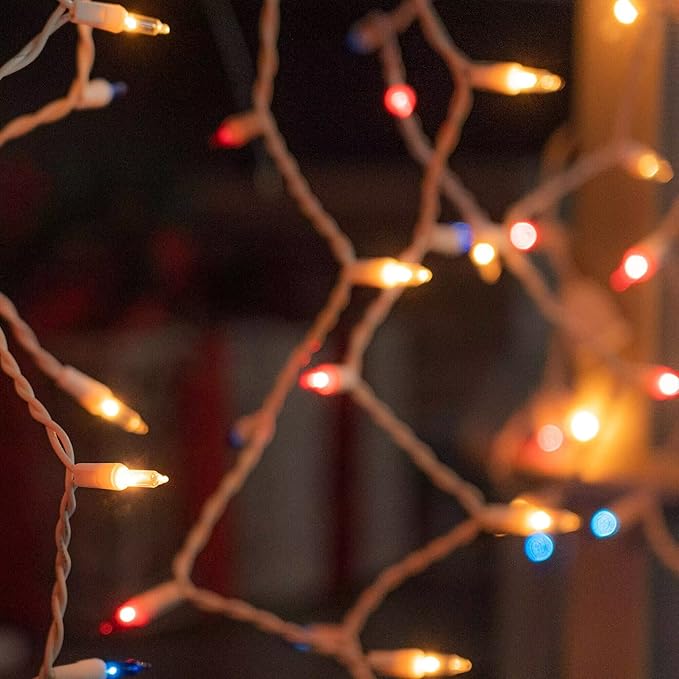 TW SHINE Red White and Blue 4th of July Lights, 20FT 100 Count Incandescent Patriotic Mini String Lights, Waterproof Independence Day Decorations for Outdoor Indoor Christmas Party Decor