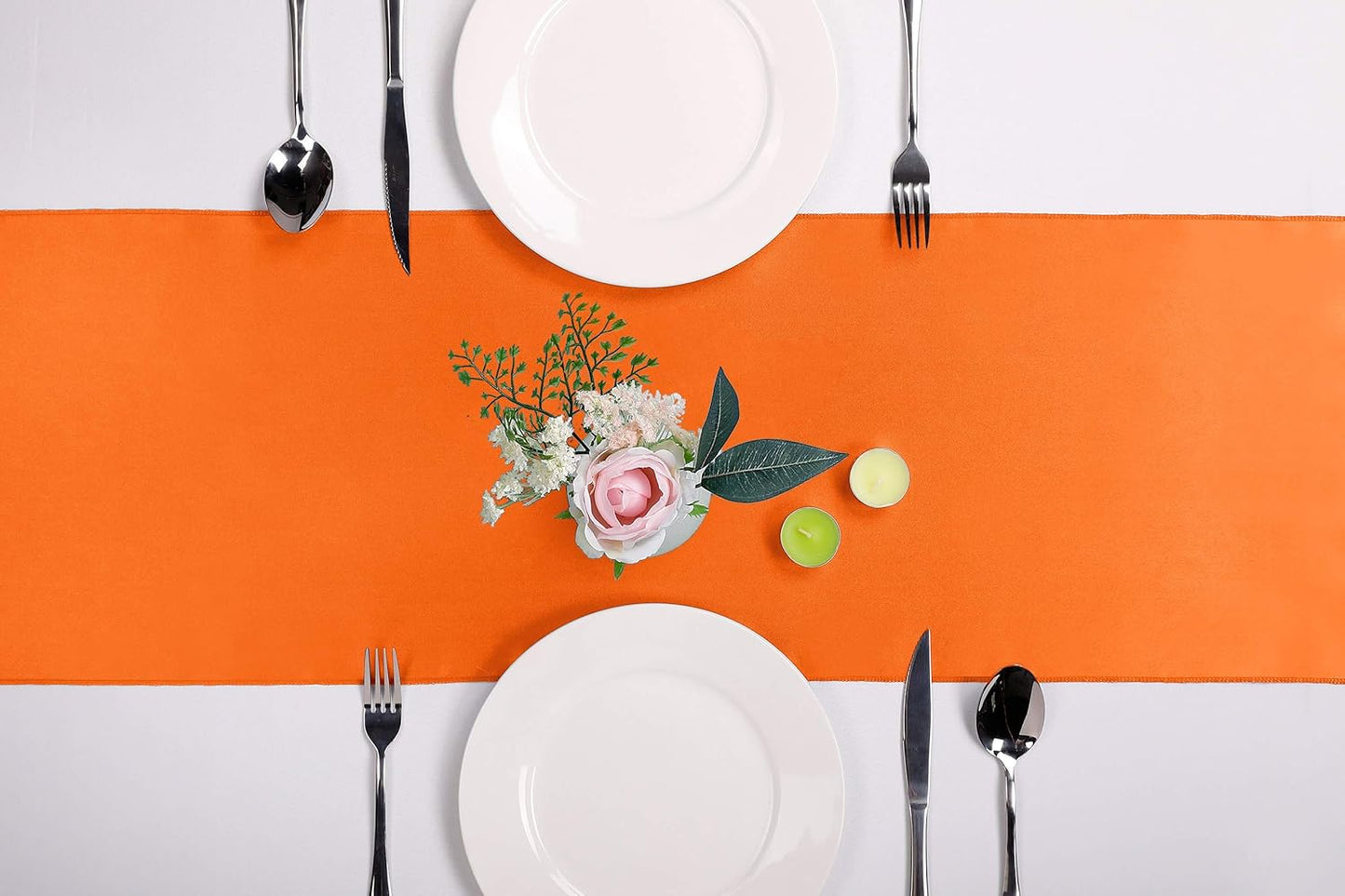 5-Pack Satin Table Runner Orange 12 x 108 inches Long, Table Runners for Wedding, Birthday Parties, Banquets Decorations（5 Pack, 12x108 Inch, Orange）