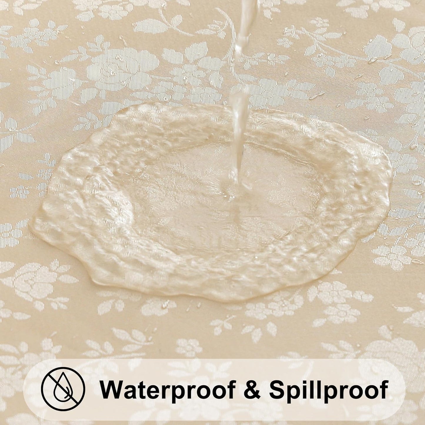 Smiry Rectangle Table Cloth, Waterproof Heavy Duty Vinyl Tablecloths, Wipeable Washable Table Cover for Kitchen and Dining Room (Beige, 54" X 120")