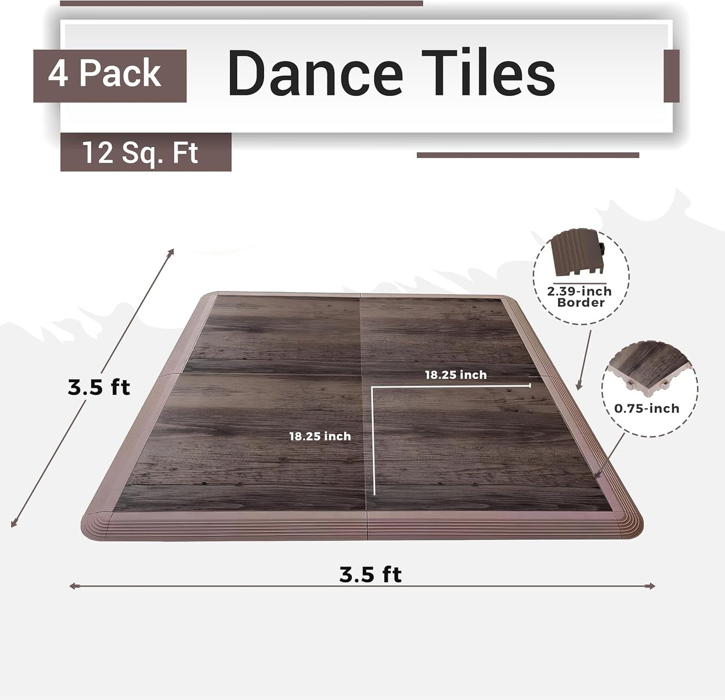 Dance Floor Tiles, Interlocking Dance Floor Tiles for Ballet, Tap, Jazz, and Irish Dance | Portable Dance Floor Tiles for Indoor Dance Flooring