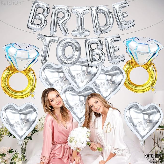 KatchOn Silver Bride To Be Balloons Set - Pack of 17 | Bachelorette Party Decorations Silver | Bride Balloons, Bridal Shower Decorations | Bridal Shower Sign