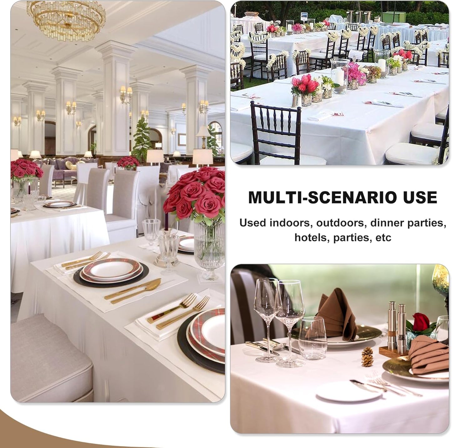 Fitable Ivory Rectangle Tablecloths for 6 Foot Tables, 6 Pack - 70 x 108 Inches - Stain Resistant and Washable Table Clothes, Polyester Fabric Table Covers for Wedding, Party, Banquet, Buffect