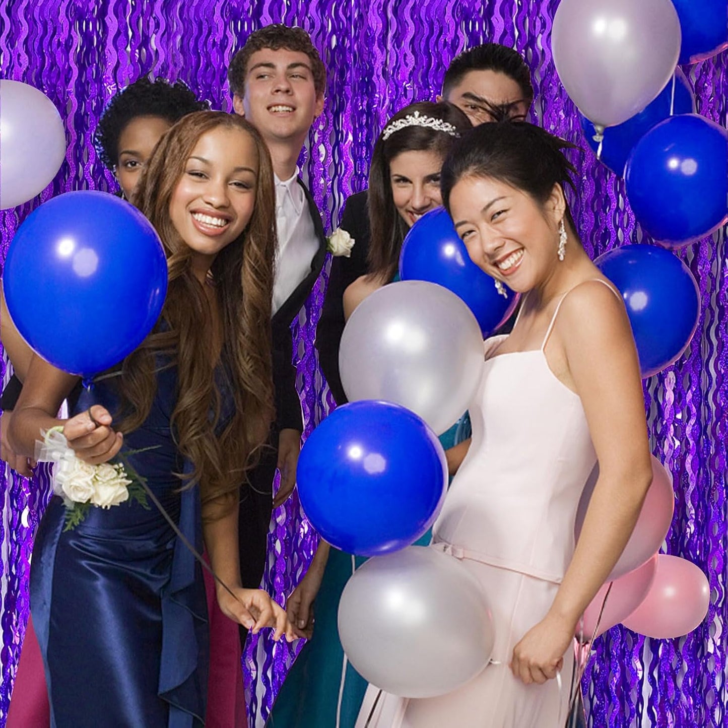 Tinsel Foil Fringe Curtains Wavy Backdrop for Parties Sparkle Metallic Wavy Foil Fringe Backdrop Curtain for Party Decorations Photo Booth Props for Birthday Graduation Wedding