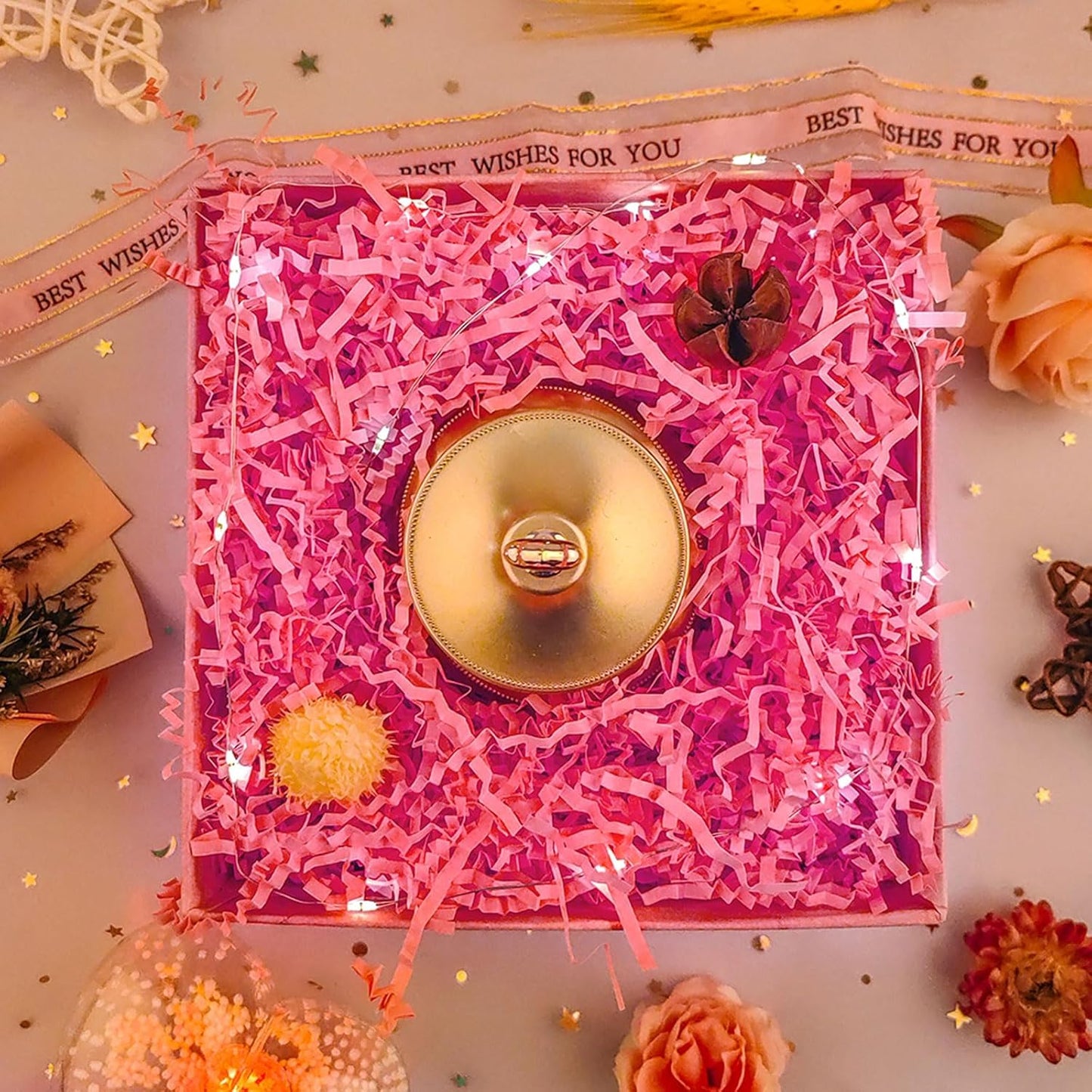 Caleihd Crinkle Cut Paper Shred Packing Grass Cushion Paper Streamer for Christmas Wedding Birthday Bridesmaid Engagement Craft Gift Boxes Bags Basket Filler Decoration 4.5oz Pink