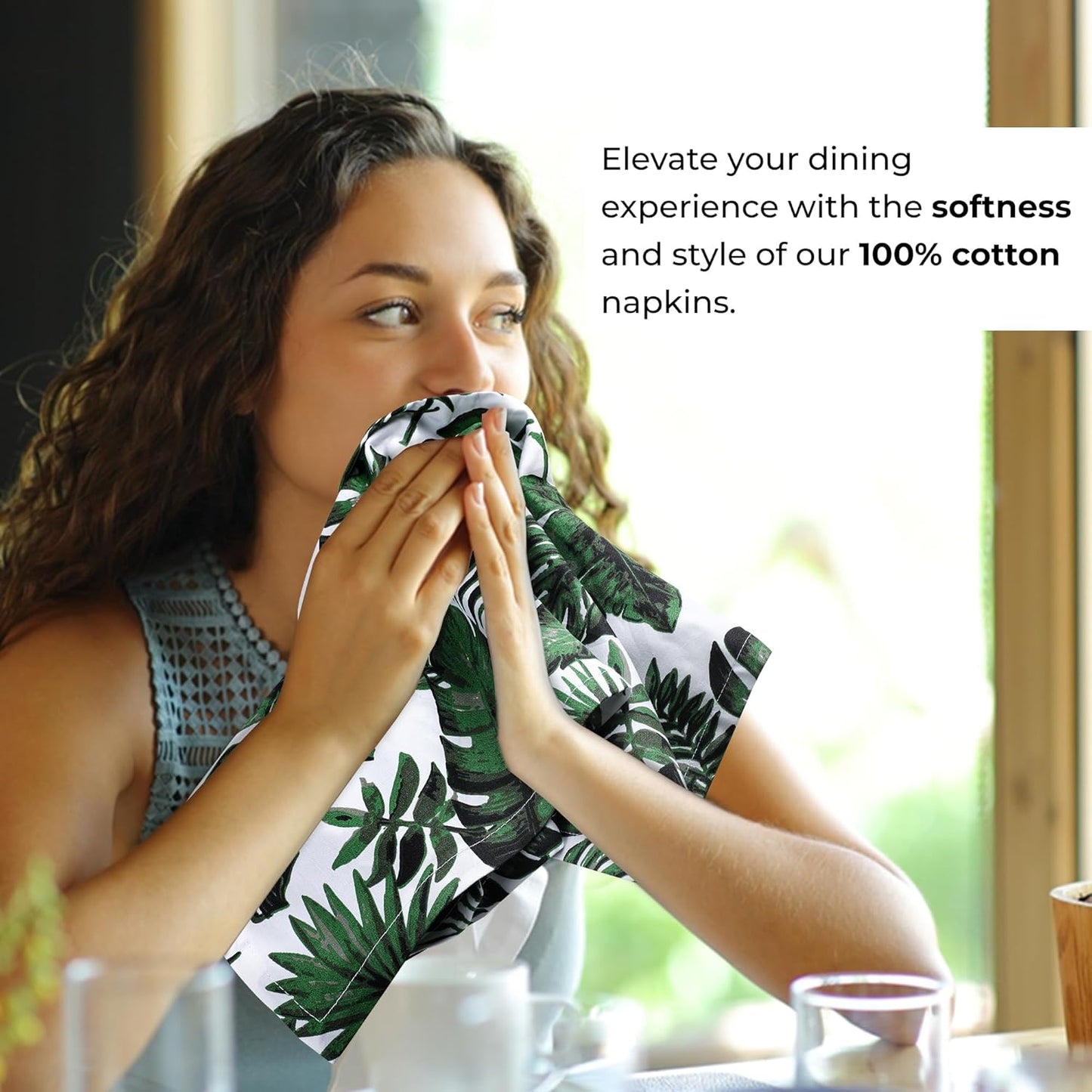 Urban Villa Cloth Napkins Tropical Print 100% Cotton Absorbent Dinner Napkins (Set of 6) Oversized 20x20 Inches Soft Durable Reusable Washable Ideal for Everyday Use Wedding Parties Premium Quality