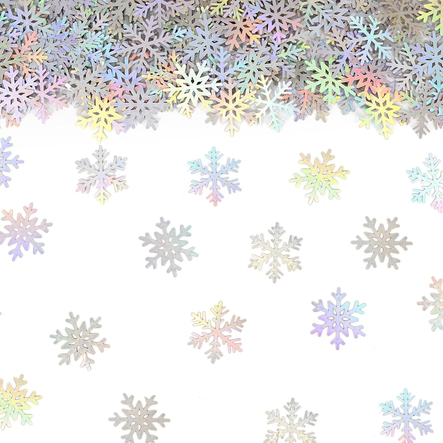 200PC Iridescent Snowflakes Confetti for Winter Wonderland Party Decorations Snowflake Table Scatter for Christmas Baby Shower Wedding Birthday Party Decor