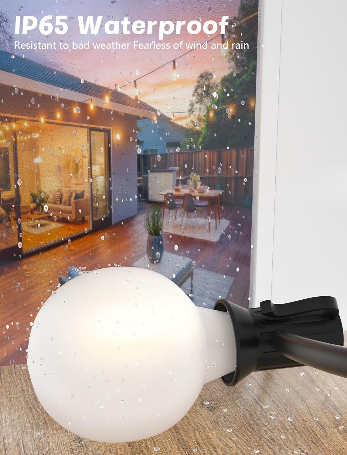 SUNSGNE G40 Outdoor String Lights Waterproof, 50FT Outdoor Hanging Lights with 52 Globe Frosted White LED Bulbs(2 Spare) for Outside Patio Tent Porch Garden Backyard Balcony Deck Decor