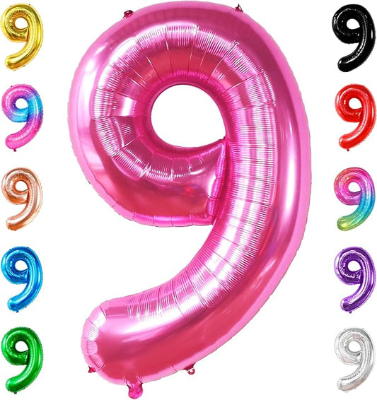 KatchOn, Giant Hot Pink Number 9 Balloon - 40 Inch | Foil 9 Birthday Balloon for 9th Birthday Decorations | 9th Anniversary Decoration | Hot Pink Party Decoration