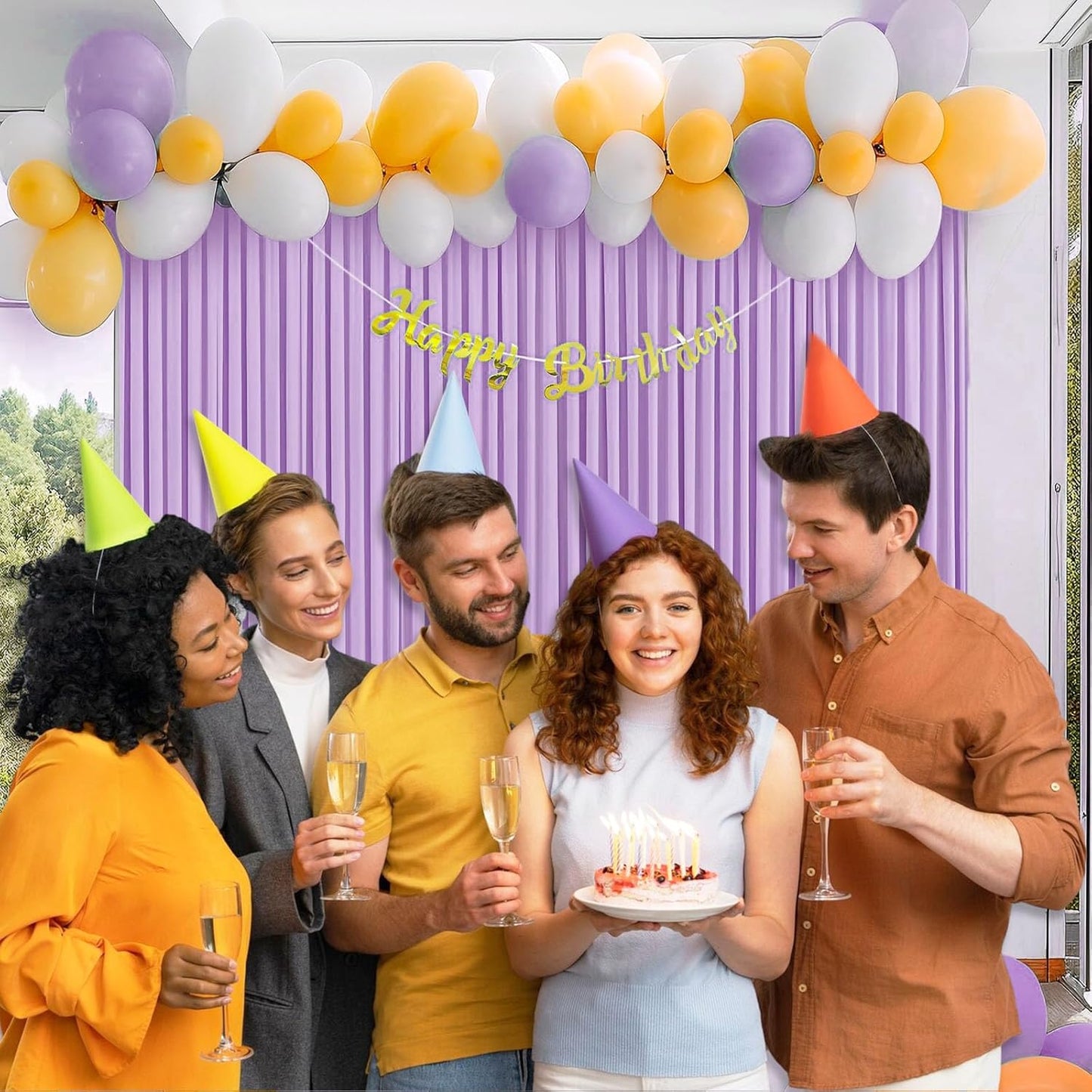 10 x 10 Feet Light Purple Backdrop Curtain for Partie, Background Curtains for Photoshoot, Birthday, Wedding, Halloween, Thanksgiving, Christmas Day, New Year Party Decorations 5Ft x 10Ft, 2 Panels