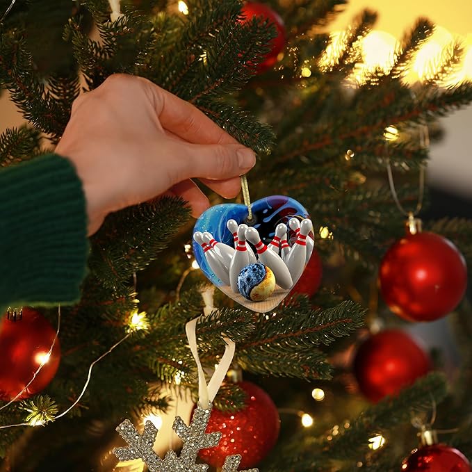 Ice and Fire Bowling Ball Christmas Ornaments,Christmas Tree Decorations Decorative Hanging Ornament,2025 Navidad Holiday Decoration for Women Men,Ceramic Bowling Lover Gifts Xmas Home Decor