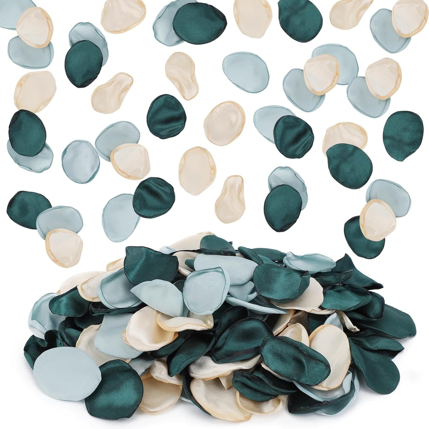 Suream Flower Girl Petals, 300 Pcs Rose Petals Decorations, Silk Flower Petals for Wedding, Fake Flower Petals for Bridal Showers, Wedding Decorations, Sweetheart Table Decor(Dark Green)