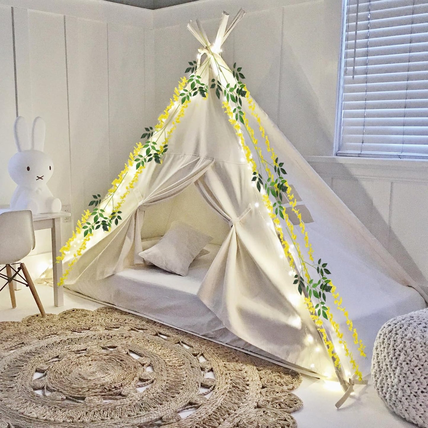 5 Pack Yellow Wisteria Hanging Flowers, 3.44 Ft Fake Hanging Flowers, Artificial Wisteria Garland Vines for Wedding Room Backdrop Outdoor Patio Garden Decoration