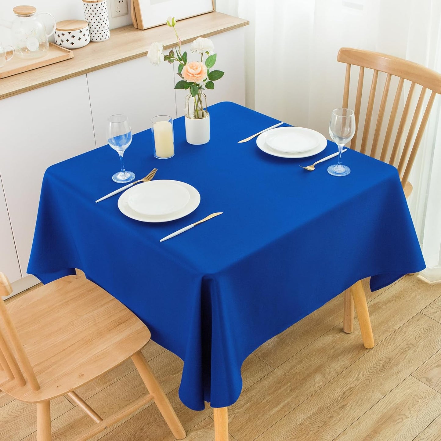 2 Pack Square Table Cloth 60X60 Inch Royal Blue Tablecloth Washable Polyester Solid Dining Table Cover for Birthday Party Dinner Holiday Outdoor Indoor