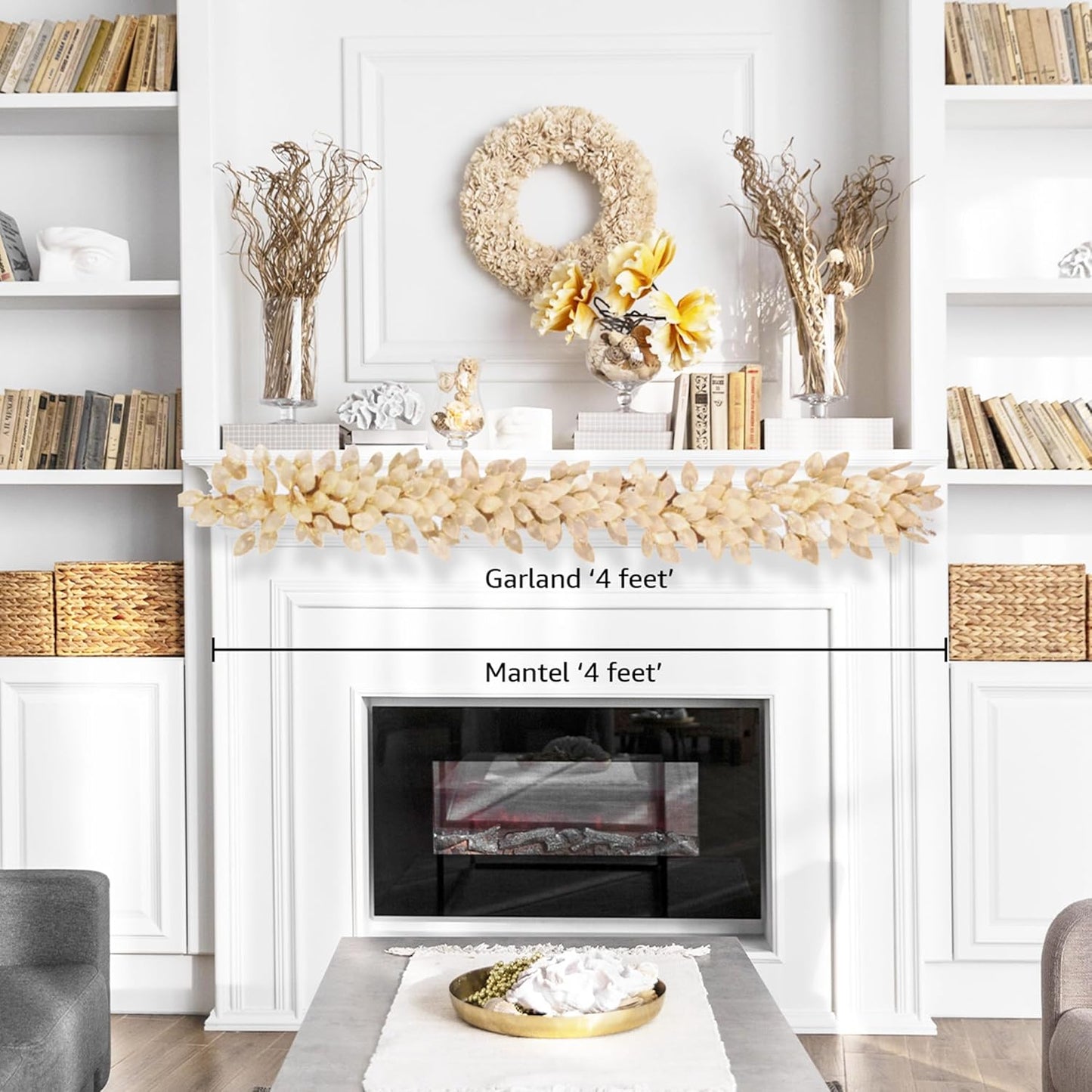 Handcrafted 48" Shell Garland for Enchanting Home Decor with Mesmerizing Capiz Splendor, Coastal, 4ft Capiz Shell Garland for Indoor Use (Rectangular)