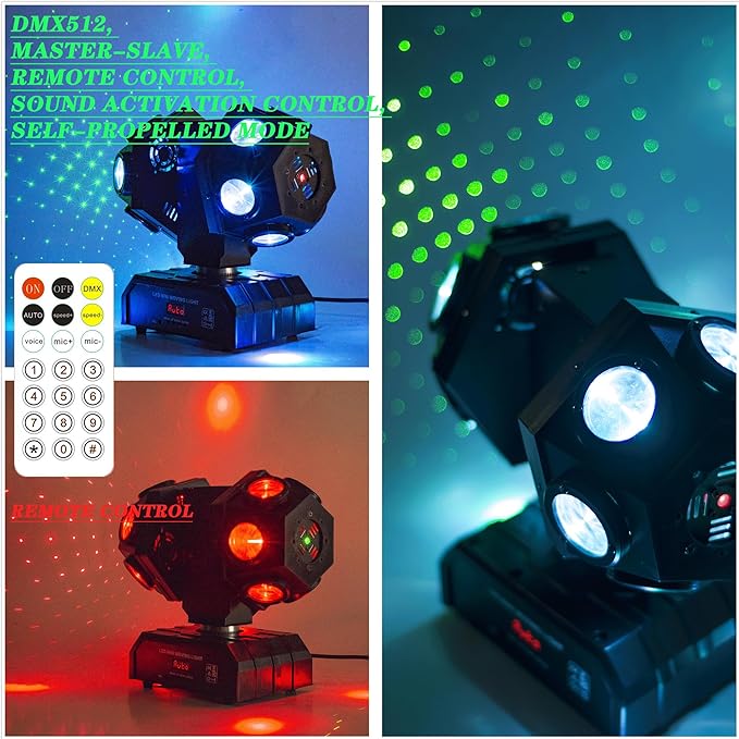 Remote Control Moving Head DJ Light 12LEDs Rotating Stage Beam Lights Uplighting Pinspot Lights for DJ KTV Disco Party Wedding Concert Festival