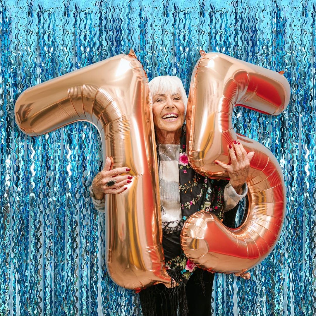 Blue Streamers Photo Backdrop Wave Foil Fringe Curtain Tinsel Backdrop Blue Birthday Parties Favor for Bachelorette, Frozen Birthday Ocean Themed Party Decorations Snow Flakes Decorating