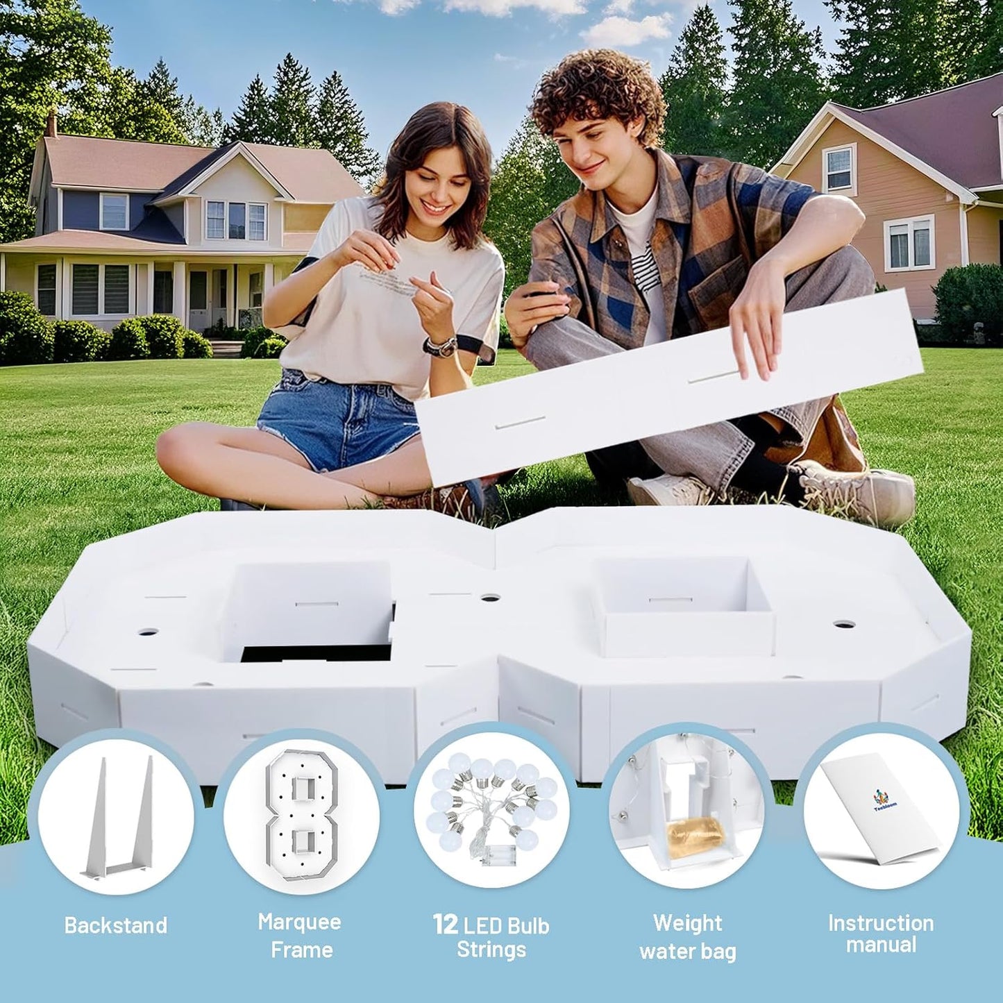 4FT Marquee Light Up Numbers - Cool White Light Up Numbers 8 with Fixed Water Bag, Party Decoration Large Marquee Light Up Numbers can Be Used for Wedding Decoration, Birthday Party Decoration