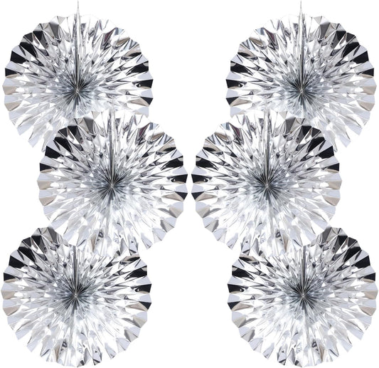 Silver Birthday Decorations,DIY Silver Paper Fans Hanging Decoration ,DecoracióN De CumpleañOs para Hombre,Wedding Decorations for Party16in,Birthday Decorations for Men 30 Color DIY Set (Silver)