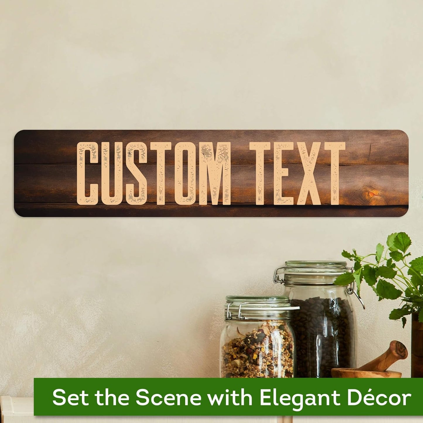 Custom Sign, Custom Street Sign, 11 Font Colors, 13 Font Styles, 4 Hole Options, 22 Sizes, 4x18 Inches, Rust Free DiBound, Fade Resistant, Made in USA by My Sign Center (Vintage Wood)