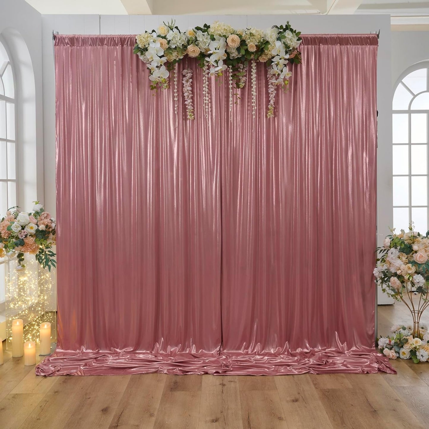 10x10ft Thick Rose Gold Glitter Backdrop Curtain Panels for Parties, Wrinkle Free Sequin Sparking Photo Backdrop Drapes, 2 Panels 5x10ft Shimmer Back Drop Cloth for Wedding Birthday Photography
