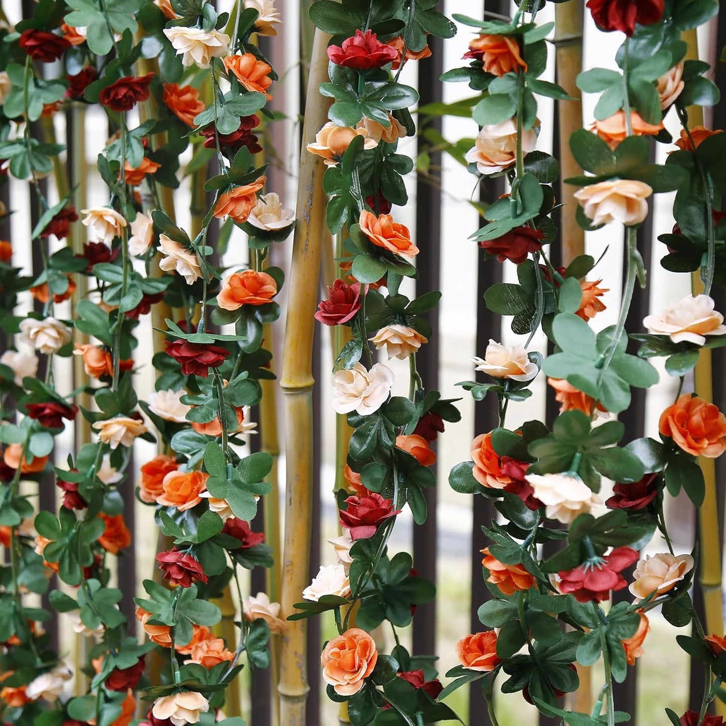 12 PCS 98.4 FT Artificial Flower Garland Rose Garland for Wedding Room Decor（12,Terracotta）