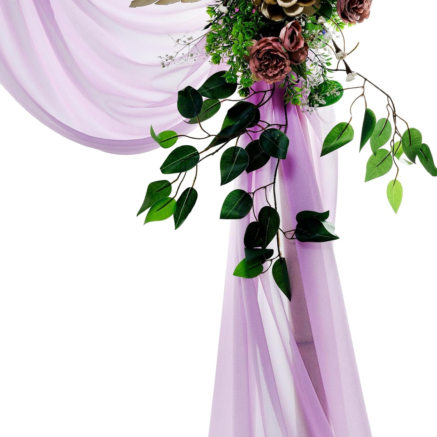 VDS Pack of 2 Panel (30 Inch X 40 Feet) Wedding Arch Draping Fabric Sheer Chiffon Fabric Drapery for Wedding Ceremony Reception Swag Backdrop Canopy Chuppah ARBO Altars Decoration (Orchid)