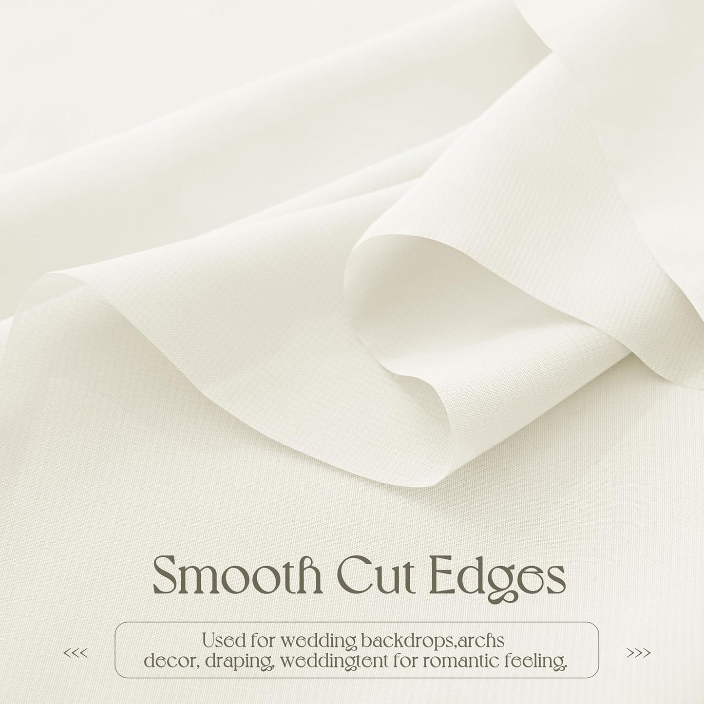 VACVELT Wedding Arch Draping Fabric, Ivory Chiffon, 1 Panel Sheer Drapes, 30 Inch x 20ft Chiffon Backdrop Curtain, Outdoor Sheer Drapery for Ceremony Party Ceiling