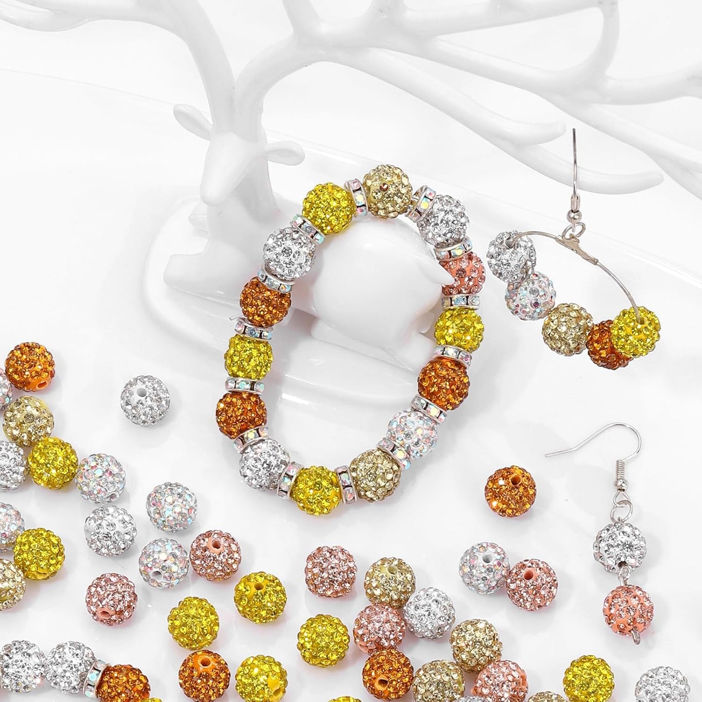 Novani 240pcs 10mm Gold Yellow Round Rhinestone Beads for Jewelry Making, DIY Bracelet, Necklace, Earring, Christmas Decoration