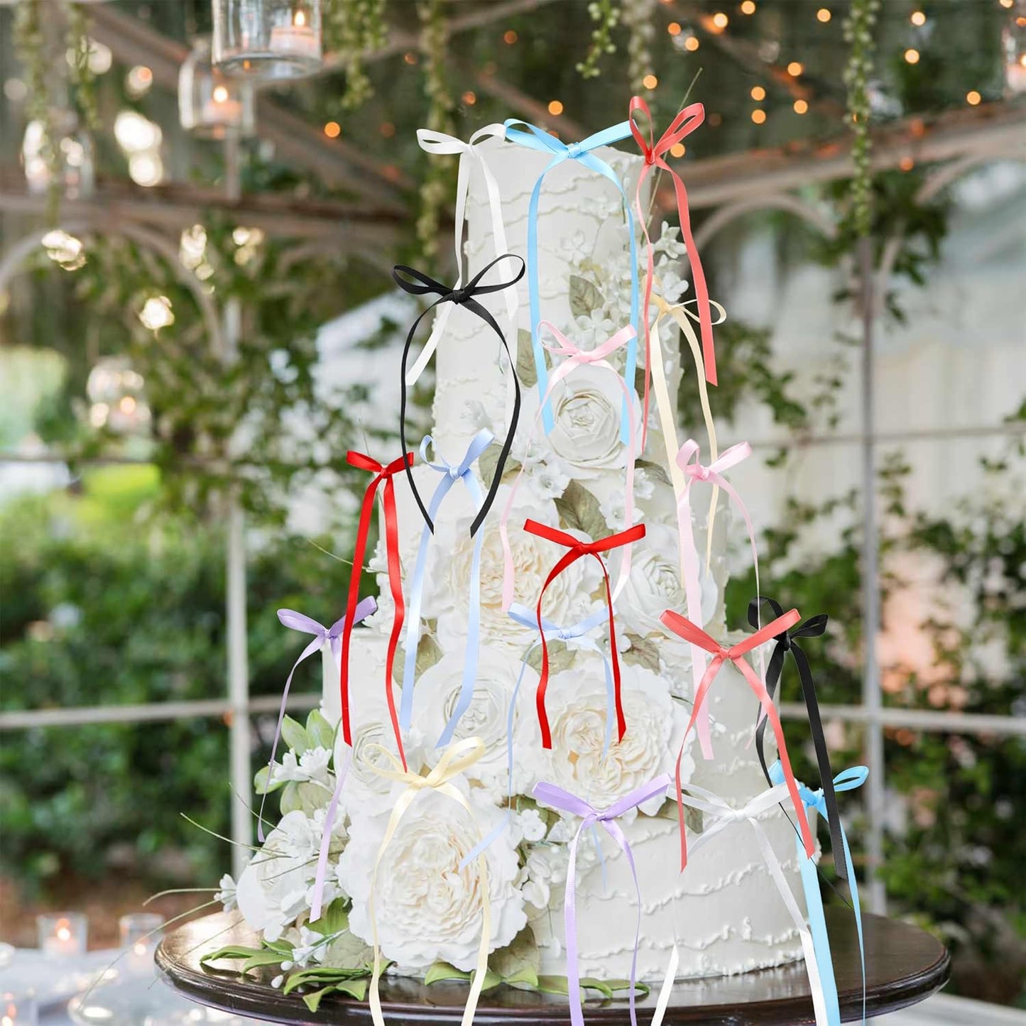 Ephlyn 30Pcs Bow Cupcake Toppers Valentine's Bowknot Ribbons Coquette Bow High Footed Cup Balloon Wall Party Decorations Cake Dessert Picks Baby Girl Birthday Wedding Party Supplies Multi