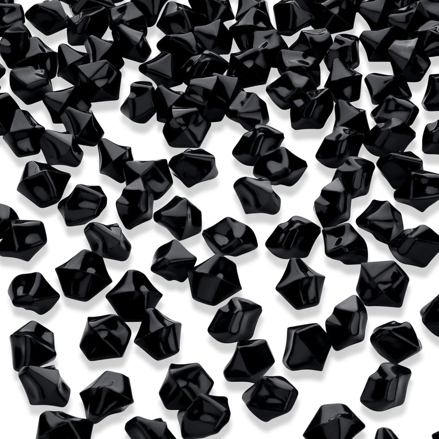 YATOJUZI 500pcs Fake Ice Cubes Black Acrylic Crushed Rocks Vase Fillers Plastic Diamonds Gems for DIY Party Wedding Centerpiece Table Scatter Prop Display 0.5" (Only Black)