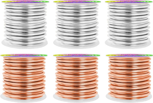 Mandala Crafts 8 Gauge Anodized Aluminum Craft Wire for Jewelry Making - 120 FT Colored Flexible Silver Copper Tone Wire - Bendable for Bonsai Armature Crafting Sculpting