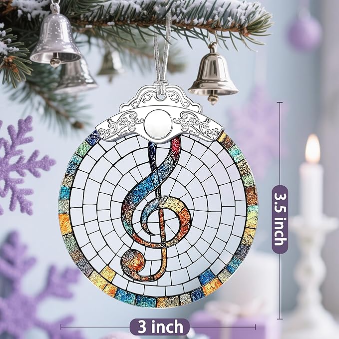 Musical Note Ornament, Stained Glass Christmas Decorations, Christmas Ornaments for Tree, Holiday Ornament, Gifts for Musical Lovers, Holiday Party Gifts, Gift Ideas & Xmas Gift