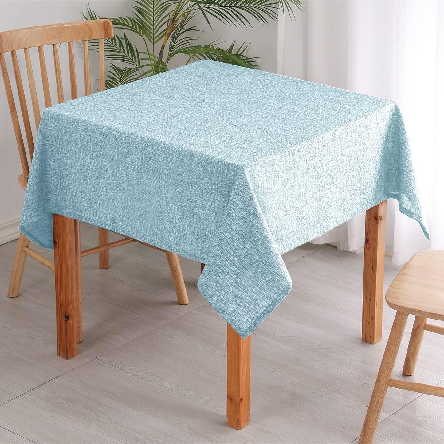 Hiasan Faux Linen Square Tablecloth - Wrinkle and Stain Resistant Washable Table Cloth for Kitchen Dining Room Holiday Table Cover for Dinner, Lux Slate Blue, 70 x 70 Inch