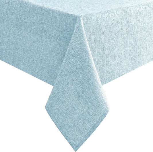 Hiasan Faux Linen Rectangle Tablecloth - Wrinkle and Stain Resistant Washable Table Cloth for Kitchen Dining Room Holiday Table Cover for Dinner, Lux Slate Blue, 70 x 120 Inch