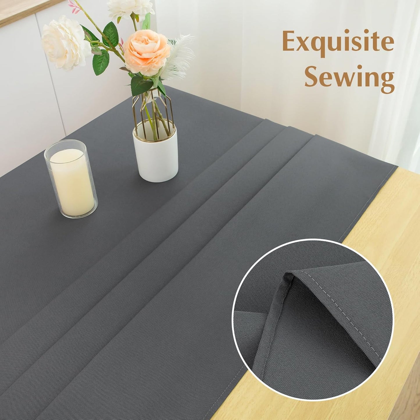 2 Pack Square Table Cloth 52X52 Inch Grey Washable Fabric Tablecloth Polyester Solid Dining Table Cover for Birthday Party Dinner Holiday Outdoor Indoor