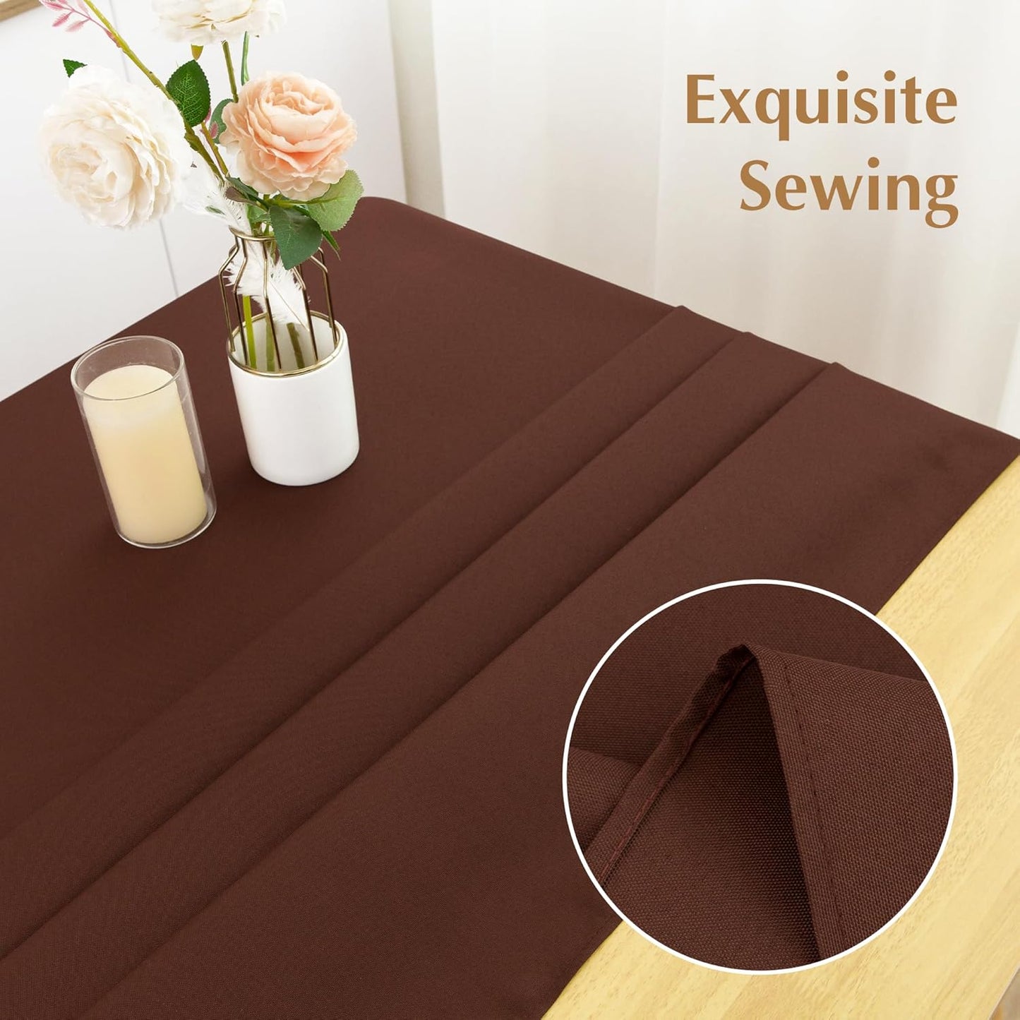 2 Pack Square Table Cloth 48X48 Inch Chocolate Washable Fabric Tablecloth Polyester Solid Dining Table Cover for Birthday Party Dinner Holiday Outdoor Indoor