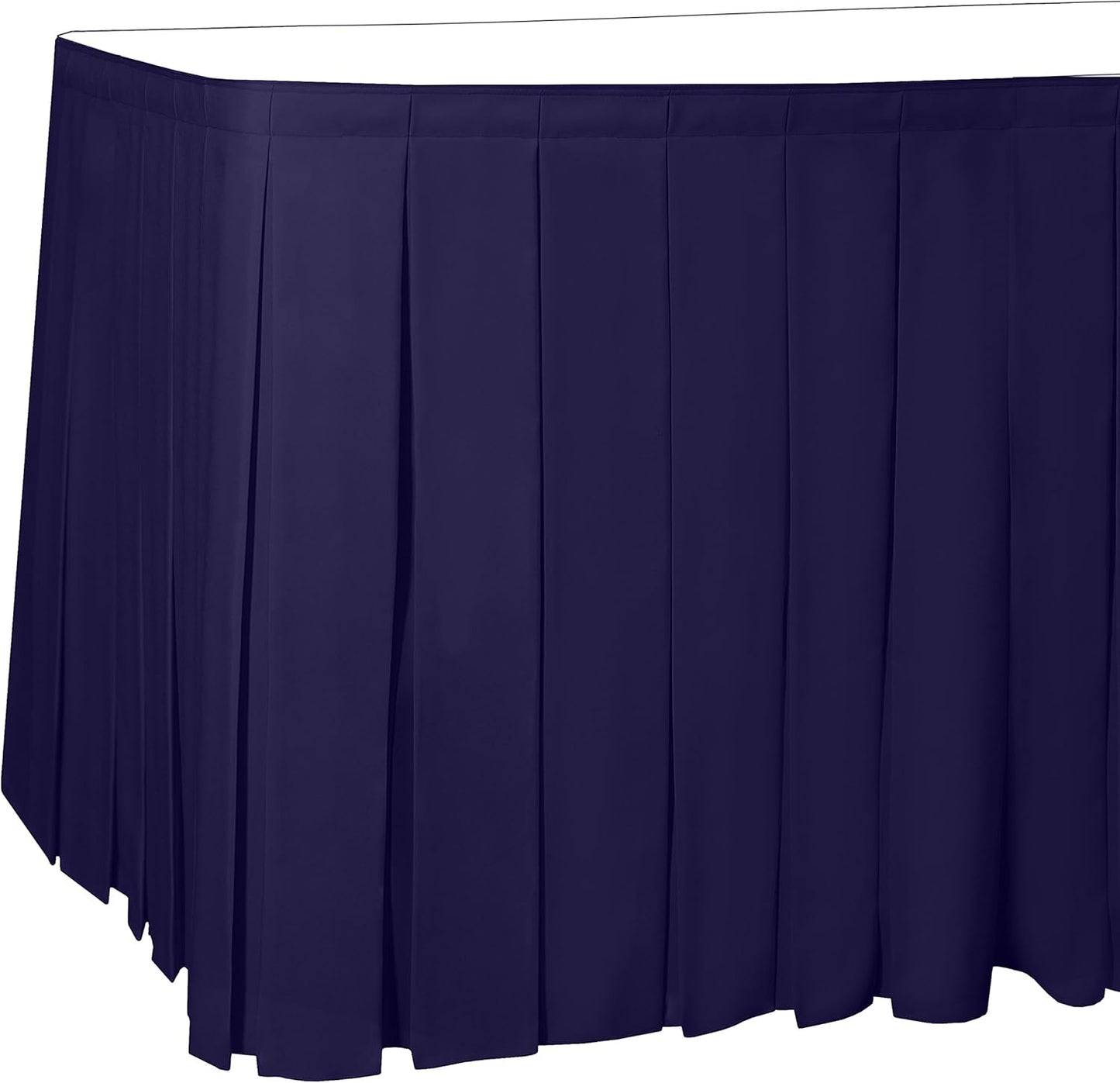 Ultimate Textile Pleat Polyester Fabric Table Skirt - Machine Washable Flame Resistant with Clips for Events, Weddings & Trade Shows, Cut & Sewn in Paterson, NJ - Purple, 14' Box Pleat